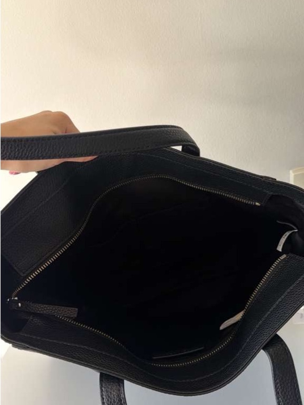 Marc Jacobs Black Pebbled Leather Tote Bag Zip Top Large Shoulder Authentic NWT - Picture 6 of 6